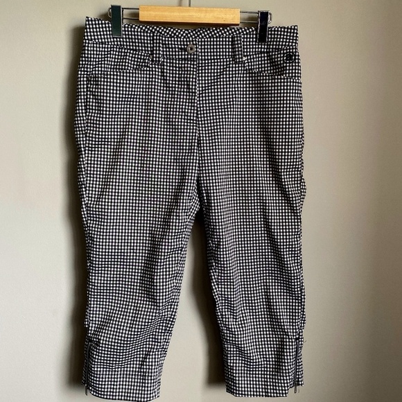 Abacus Women's Black + White Checkerboard Stretchy Golf Pants Size 8 - Picture 1 of 16